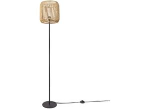 4251393981742 - Paco Home Stehlampe Modern Wohnzimmer Schlafzimmer Rattan Optik Boho Korb Stehleuchte E27 Einbeinig Schwarz Natur (Ø28 cm)