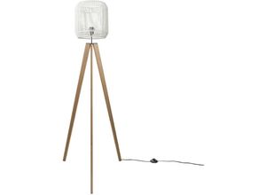 4251393993011 - Stehlampe Modern Wohnzimmer Schlafzimmer Rattan Optik Boho Korb Stehleuchte E27 Weiß (Ø28 cm) Stehleuchte Holz - Paco Home