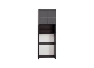 4251398961152 - Ebuy24 - AmandaMandoBea Badschrank für Waschmaschine 2 Türen 2 offene Fächer grau Agavegrau Hochglanz - Grau