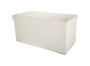 4251399310416 - - Sitzbank mit Stauraum 78x38x38 cm in opalin weiss - Faltbare Sitzbank und Deckel aus Kunstleder mit Polsterknöpfen - white