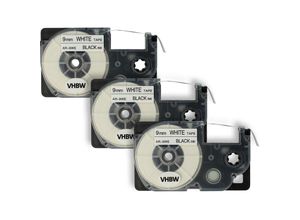 4251407730922 - 3x Schriftband-Kassette kompatibel mit Casio KL-HD1 KL-P1000 Etiketten-Drucker 9mm Schwarz auf Weiß - Vhbw