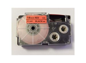 4251407731363 - Schriftband-Kassette kompatibel mit Casio KL-7200 KL-750E KL-780 KL-820 KL-7400 KL-8100 Etiketten-Drucker 18mm Schwarz auf Rot pet+ resin - Vhbw
