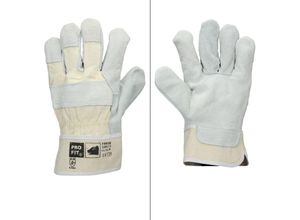 4251417219783 - 12 Paar Pro-Fit® Rindspaltleder-Handschuhe Größe 9   l - Natur - Canvas-Stulpe - Leder Arbeitshandschuhe Rindspalt Schutzhandschuhe Gartenhandschuhe