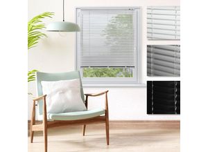 4251417262123 - Ecd Germany - Alu Jalousie 120x130 cm Schwarz inkl Montageteile Sicht-  Licht- und Blendschutz für Fenster und Tür Aluminium Fensterjalousie