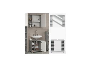 4251421901803 - Badmöbel Set Fynn Badezimmer Spiegel Kommode Unterschrank Grau Beton 4251421901803 - Badmöbel Set Fynn Badezimmer Spiegel Kommode Unterschrank Grau Beton