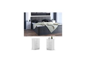 4251421920385 - VICCO Nachtkommode Boxspringbett 2er Set 66cm hoch Nachtschrank Nachttisch Kommode weiß hochglanz