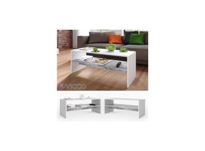 4251421923454 - VICCO Couchtisch Weiß Beton Optik Wohnzimmer Sofatisch Kaffeetisch Tisch