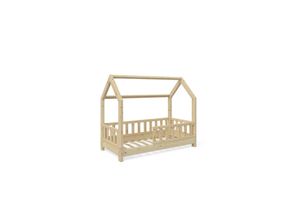 4251421925120 - Kinderbett Kinderhaus Bett Holz Zaun Schlafen Spielbett Hausbett 70x140cm