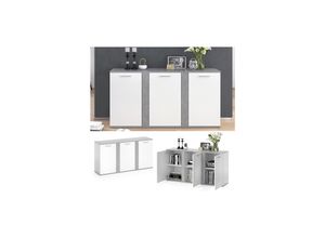 4251421927018 - Sideboard Novelli Highboard Kommode Anrichte Schrank 3 Türen Weiß Beton