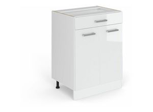 4251421927285 - Küchenunterschrank R-Line Weiß Hochglanz 60 cm mit Schublade ohne Arbeitsplatte Vicco