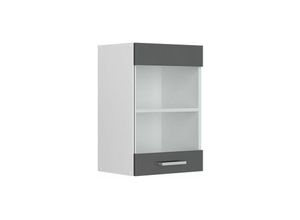 4251421927469 - Glashängeschrank R-Line 40 cm Weiß Anthrazit Hochglanz modern Vicco