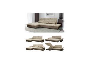 4251421928442 - Ecksofa HAMPTON Schlaffunktion Couch Schlafsofa Bett Bettkasten Taschenfederkern Sofa XXL