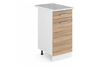 4251421930193 - Schubladenunterschrank R-Line 40 cm Weiß Sonoma modern 1 Schublade Arbeitsplatte Vicco