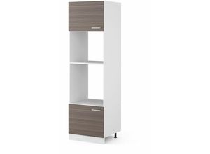 4251421930377 - Mikrowellenschrank R-Line 60 cm Weiß Edelgrau modern halboffen Vicco