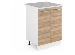 4251421930452 - Unterschrank R-Line 60 cm Weiß Sonoma modern Arbeitsplatte Vicco