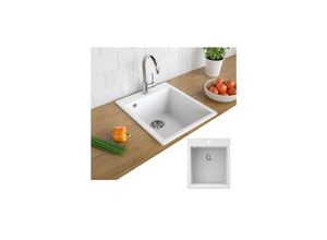 4251421931022 - Granit Spüle Küchenspüle Einbauspüle Spülbecken 425x500mm Weiß 4251421931022 - Granit Spüle Küchenspüle Einbauspüle Spülbecken 425x500mm Weiß