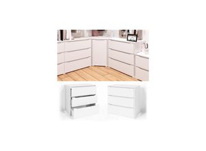 4251421932005 - VICCO Kommode RUBEN Weiß 3 Schubladen 80cm Sideboard Mehrzweckschrank Schrank