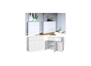 4251421932043 - VICCO Kommode RUBEN Weiß Schubladen 120 cm Sideboard Mehrzweckschrank Schrank