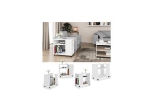 4251421932685 - VICCO Beistelltisch ROLLI Couchtisch Rollen Weiß Sofatisch Wohnzimmer Ablage