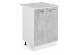 4251421933927 - Unterschrank R-Line 60 cm Weiß Beton modern Arbeitsplatte Vicco