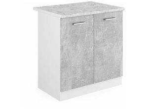 4251421933965 - Spülenunterschrank R-Line 80 cm Weiß Beton modern Arbeitsplatte Vicco