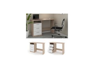 4251421934481 - VICCO Schreibtisch MEIKO Weiß Sonoma Eiche Arbeitstisch Bürotisch Regal PC Tisch