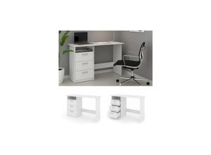 4251421934504 - VICCO Schreibtisch MEIKO Weiß Arbeitstisch Bürotisch Regal PC Tisch Schubladen