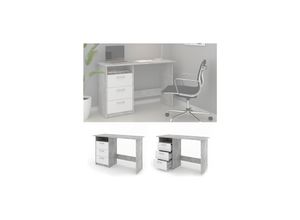 4251421934511 - VICCO Schreibtisch MEIKO Weiß Beton Optik Arbeitstisch Bürotisch Regal PC Tisch