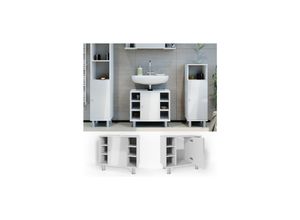 4251421934740 - VICCO Waschbeckenunterschrank FYNN Weiß Hochglanz - Badschrank Kommode Waschtisch Unterschrank 4251421934740 - VICCO Waschbeckenunterschrank FYNN Weiß Hochglanz - Badschrank Kommode Waschtisch Unterschrank