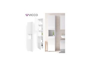 4251421935266 - VICCO Badschrank FREDDY Weiß Hochglanz Badezimmerschrank Hochschrank Bad