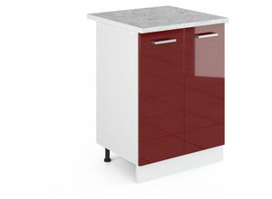 4251421935594 - Unterschrank R-Line 60 cm Weiß Bordeaux-Rot Hochglanz modern Arbeitsplatte Vicco