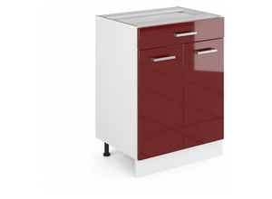 4251421935600 - Küchenunterschrank R-Line Bordeaux Hochglanz 60 cm mit Schublade ohne Arbeitsplatte Vicco