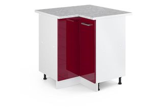 4251421935679 - Eckunterschrank R-Line 82 cm Weiß Bordeaux-Rot Hochglanz modern Arbeitsplatte Vicco