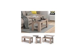 4251421939684 - VICCO Couchtisch LORENZ höhenverstellbar Eiche Sofatisch Kaffetisch Wohnzimmer Tisch