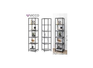 4251421940475 - VICCO Loft Standregal Fyrk Bücherregal Wandregal Beton Regal 174x40x40 cm