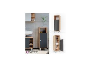 4251421941328 - VICCO Badschrank FYNN Eiche Anthrazit Midischrank Badezimmer Regal Badmöbel