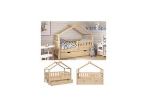 4251421944244 - Vitalispa - Kinderbett Design 140x70cm Natur mit Gästebett und Rausfallschutz 4251421944244 - Vitalispa - Kinderbett Design 140x70cm Natur mit Gästebett und Rausfallschutz