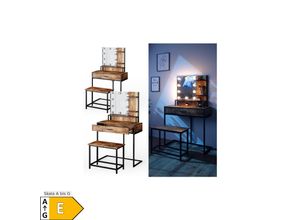 4251421950962 - Schminktisch Fyrk Antikholz Schwarz mit Sitzbank und LED-Beleuchtung Vicco