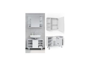 4251421953291 - Badmöbel Set Badezimmer Möbel Fynn Spiegelschrank Waschbeckenunterschrank