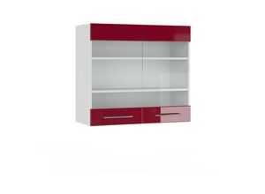 4251421955608 - VICCO Hängeglasschrank 80 cm Bordeaux Hochglanz Küchenschrank Hängeschrank Küchenzeile Fame-Line