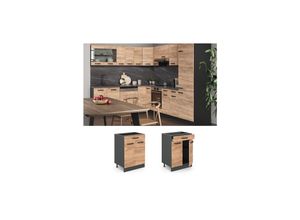 4251421955929 - Küchenschrank mit Schublade R-Line Goldkraft Eiche 60 cm mit Schublade ohne Arbeitsplatte Vicco