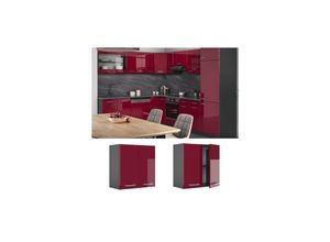 4251421956247 - Hängeschrank R-Line 60 cm Anthrazit Bordeaux-Rot Hochglanz modern Vicco