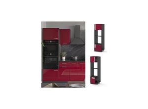 4251421956308 - Mikrowellenschrank R-Line 60 cm Anthrazit Bordeaux-Rot Hochglanz modern halboffen Vicco