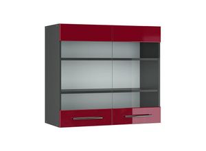 4251421957664 - VICCO Hängeglasschrank 80 cm Bordeaux Hochglanz Küchenschrank Hängeschrank Küchenzeile Fame-Line