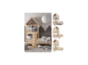 4251421961500 - Kinderbett Teddy 90x200cm Spielturm Bett Spielbett Jugendbett Hausbett Natur