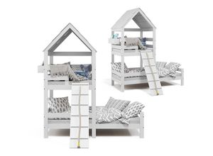 4251421961517 - Kinderbett Teddy 90x200cm Spielturm Bett Spielbett Jugendbett Hausbett Weiß