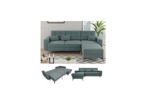 4251421964297 - Ecksofa Schlafsofa Boxspringsofa York Schlaffunktion Bettkasten blau