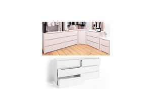 4251421967625 - VICCO Kommode RUBEN Weiß 6 Schubladen 160 cm Sideboard Mehrzweckschrank Schrank