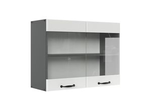 4251421971400 - Hängeglasschrank 80 cm Anthrazit Küchenschrank Hängeschrank Küchenzeile R-Line