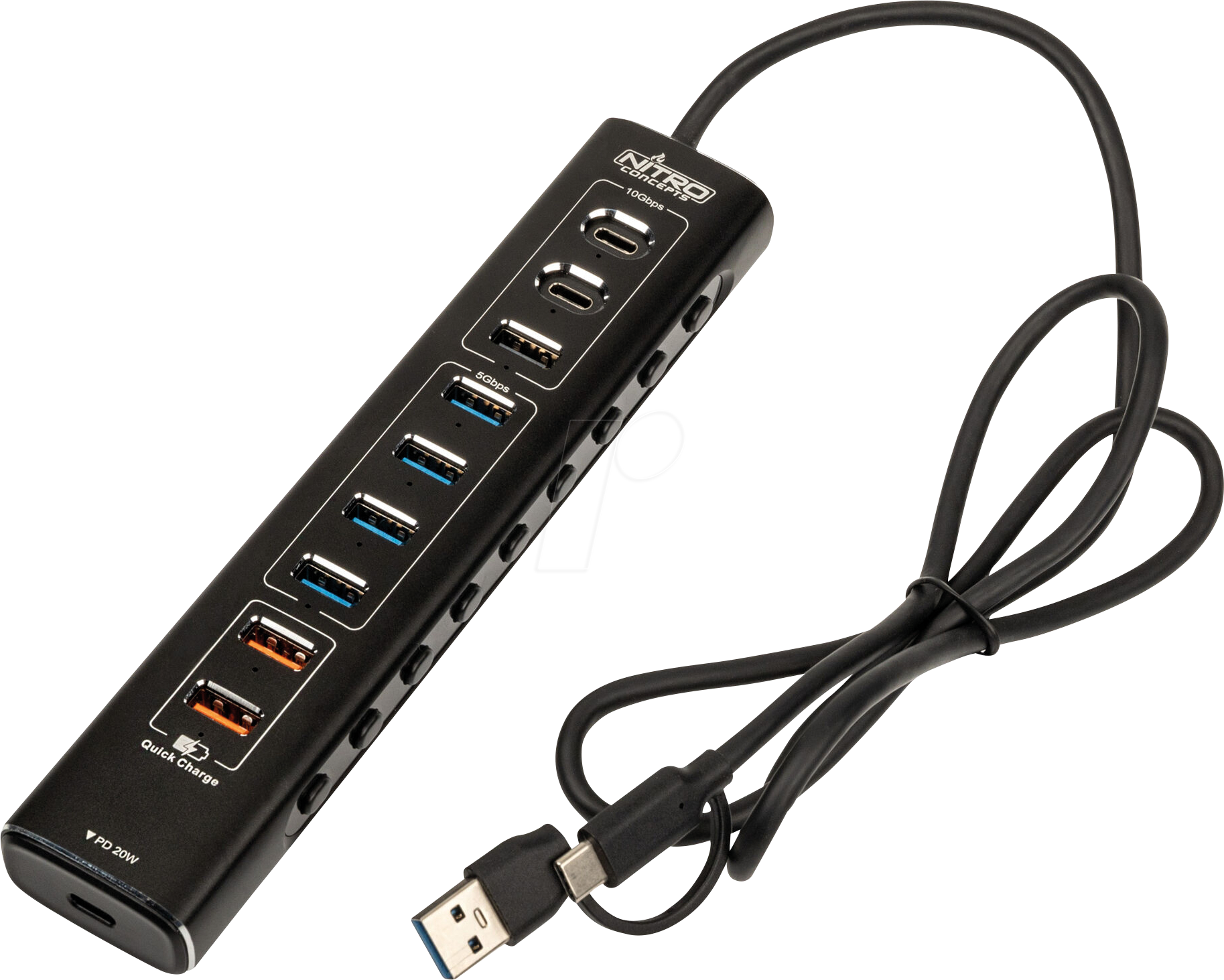 4251442512071 - NC-SR-AC-006 - Nitro Concepts UH1 10-Port Hybrid USB-Hub USB 32